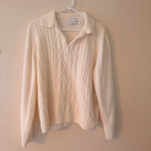 Cream Alfred Dunner Zip Sweater Size xl  *BOGO*